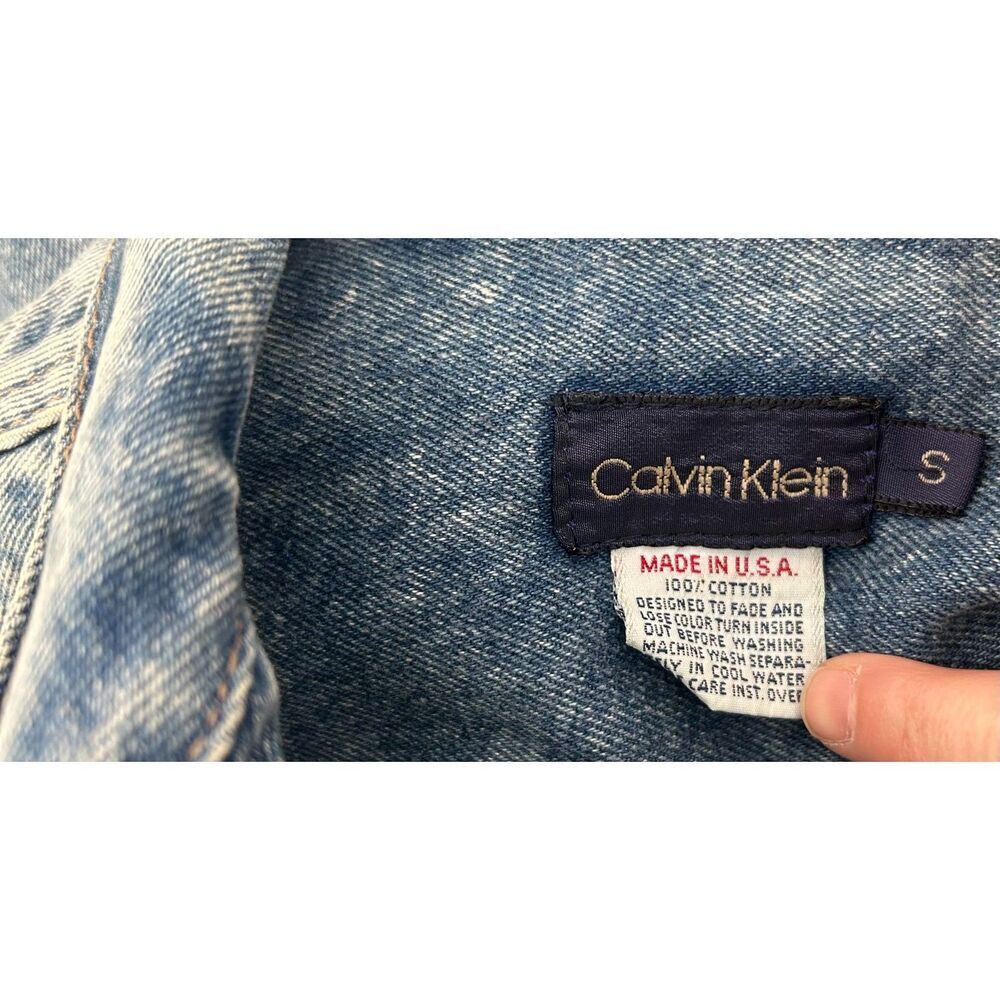 Vtg Calvin Klein Denim Trucker Jacket Blue Jean Classic Style USA made Medium - Picture 3 of 5